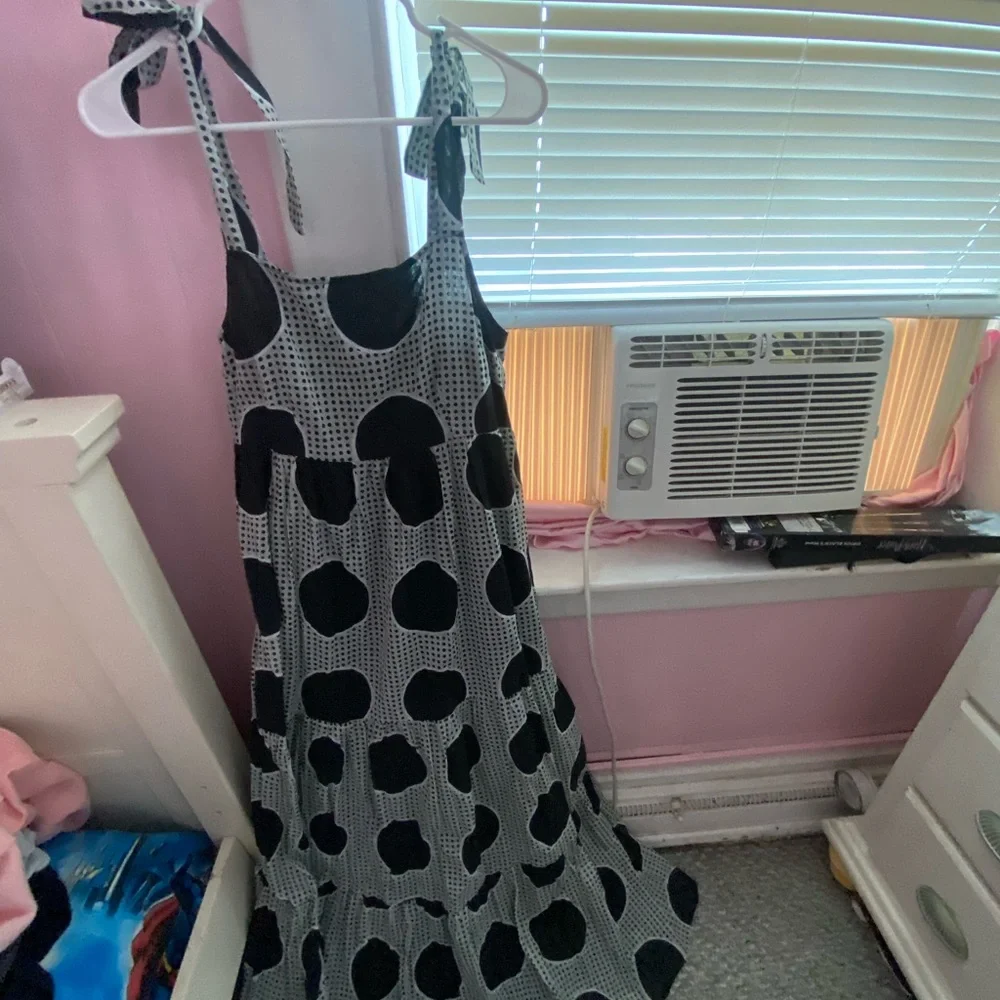 Carly Jean Los Angeles Black and White Polka Dot Maxi Dress - Picture 7 of 9